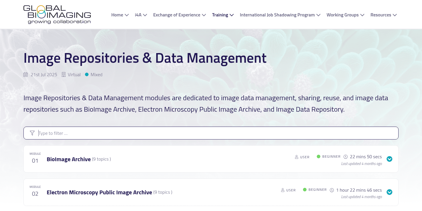 Image Repositories & Data Management | Global BioImaging