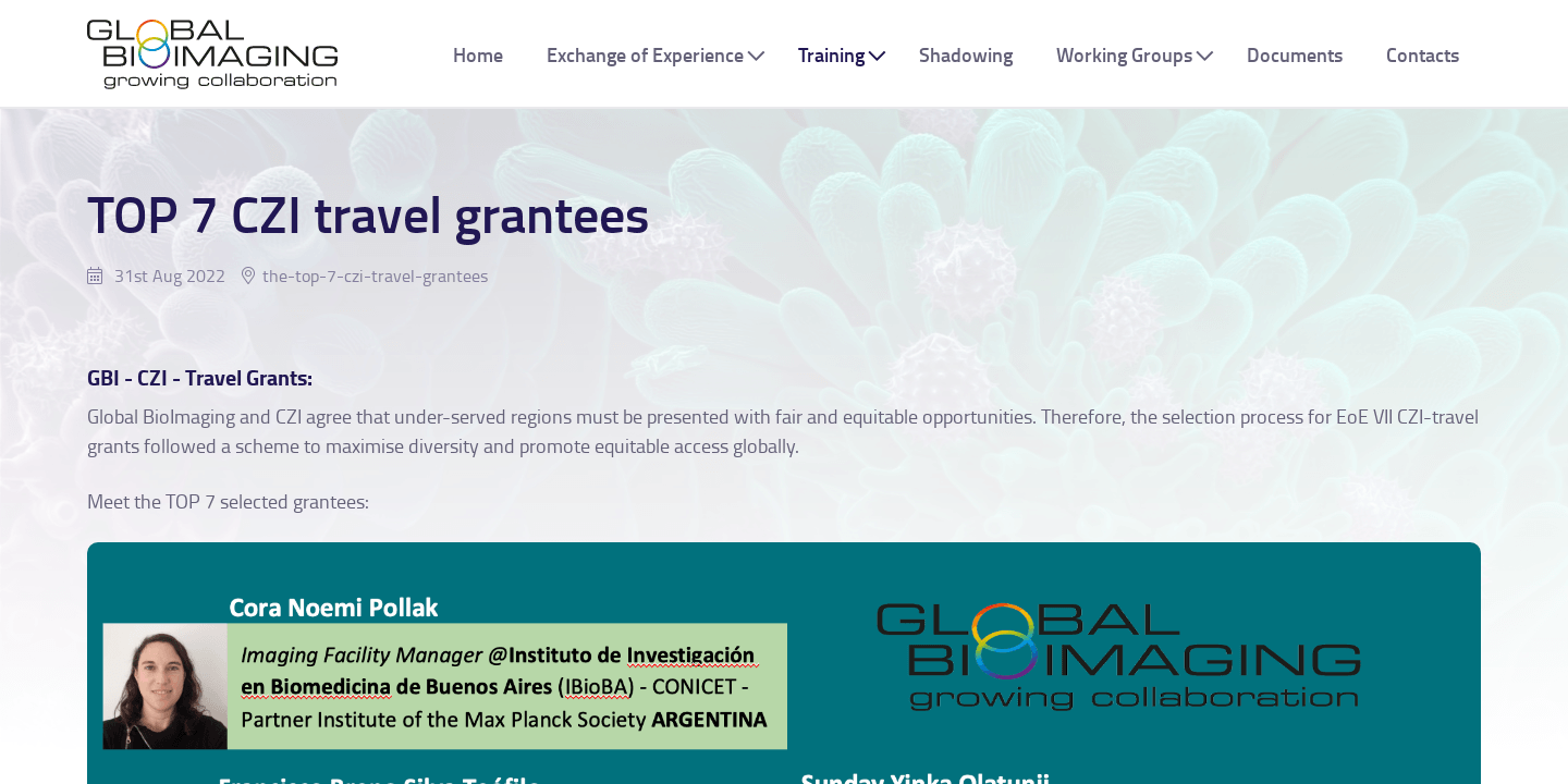 Top 7 Czi Travel Grantees Global Bioimaging Top 7 Czi Travel Grantees Global Bioimaging