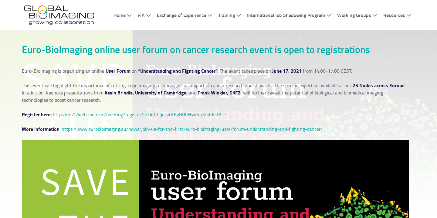 Euro-BioImaging online user forum on cancer research event is open to ...