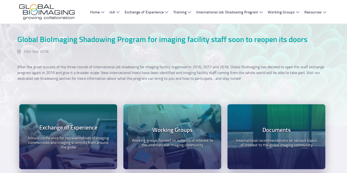Global BioImaging Shadowing Program for imaging facility staff soon to ...